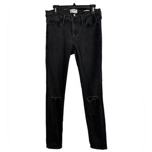 Frame Denim Le Skinny De‎ Jeanne Black Distressed Ripped Jeans Womens 31.